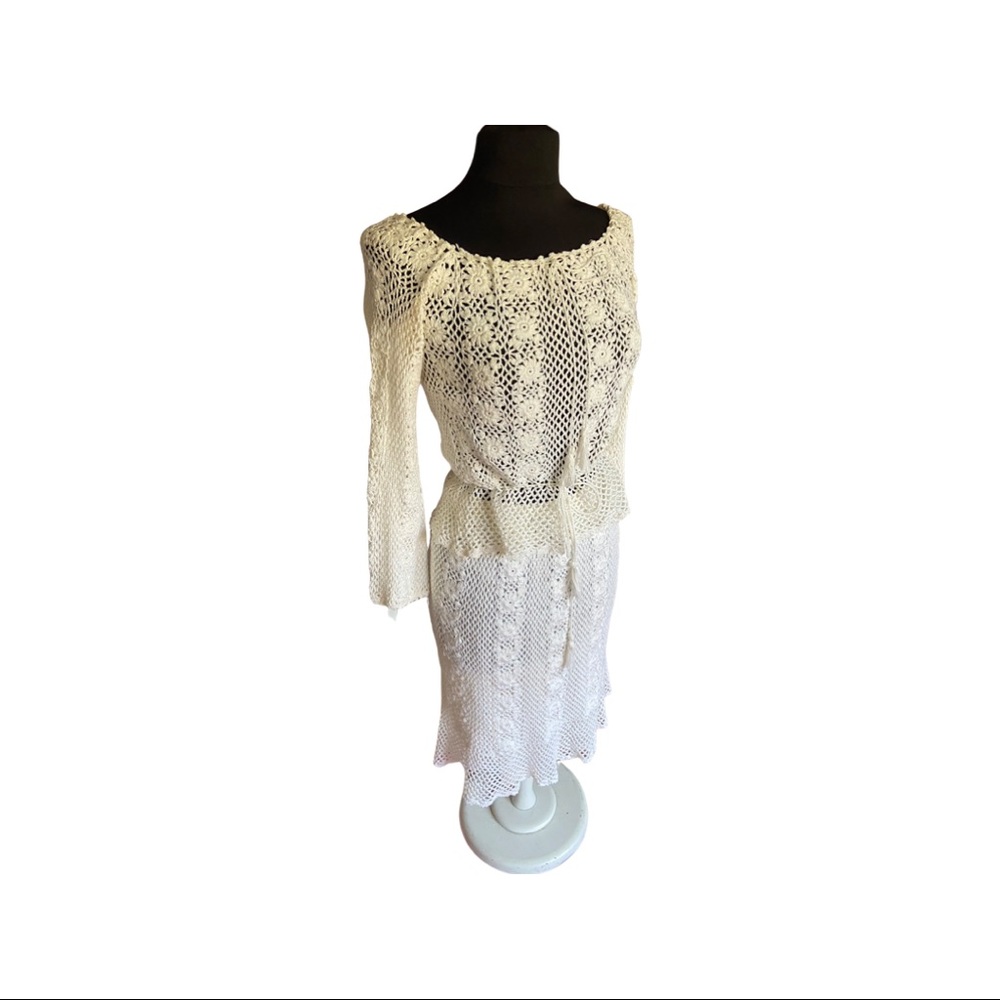 Vintage 80s crocheted skirt and top set - Picture 2 of 5